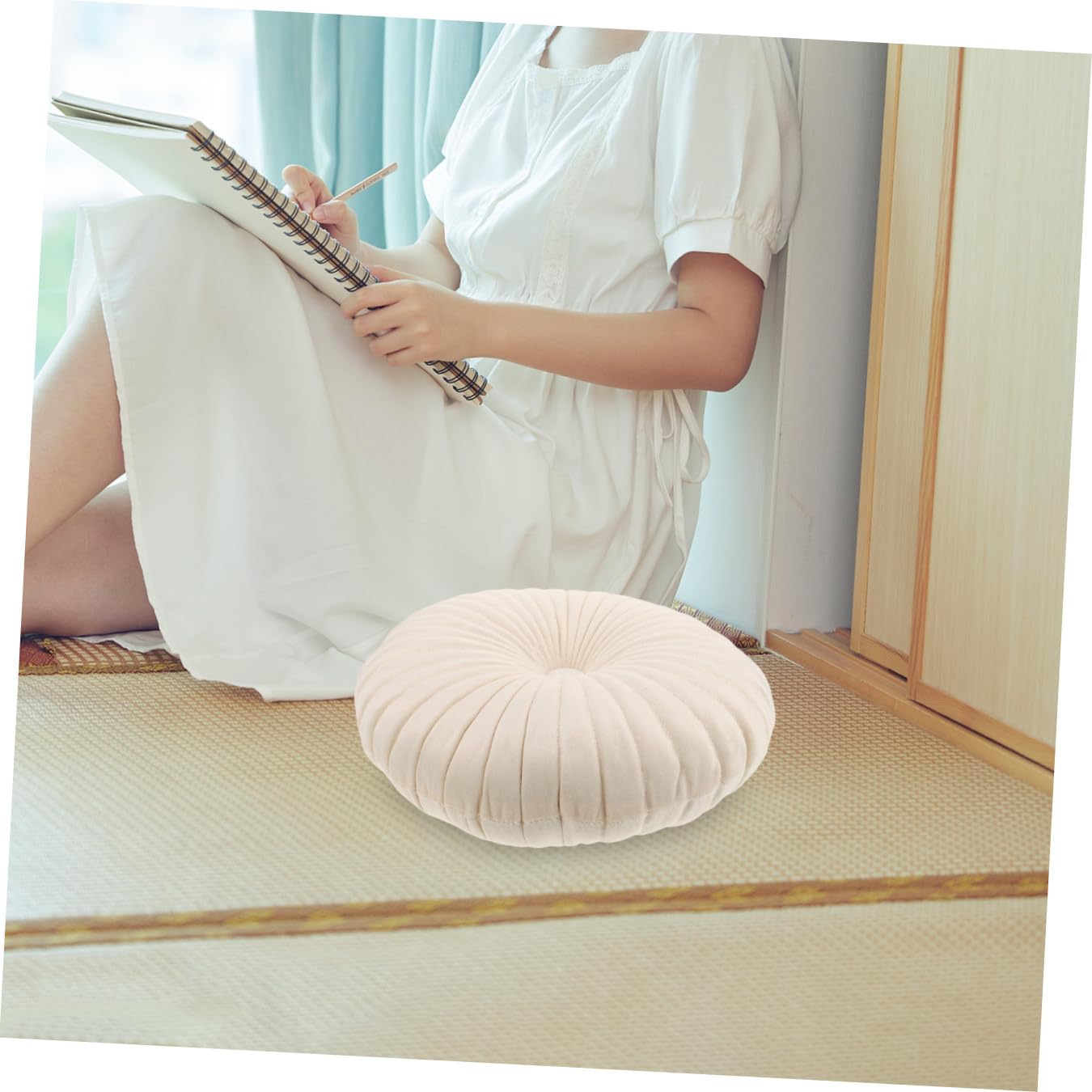 Mikinona Rundes Gefülltes Kissen Dekoratives Kürbiskissen Für Sofa Bett Und Stuhl Vielseitiges Bodenkissen Für Und Büro Mit Abnehmbarem Bezug