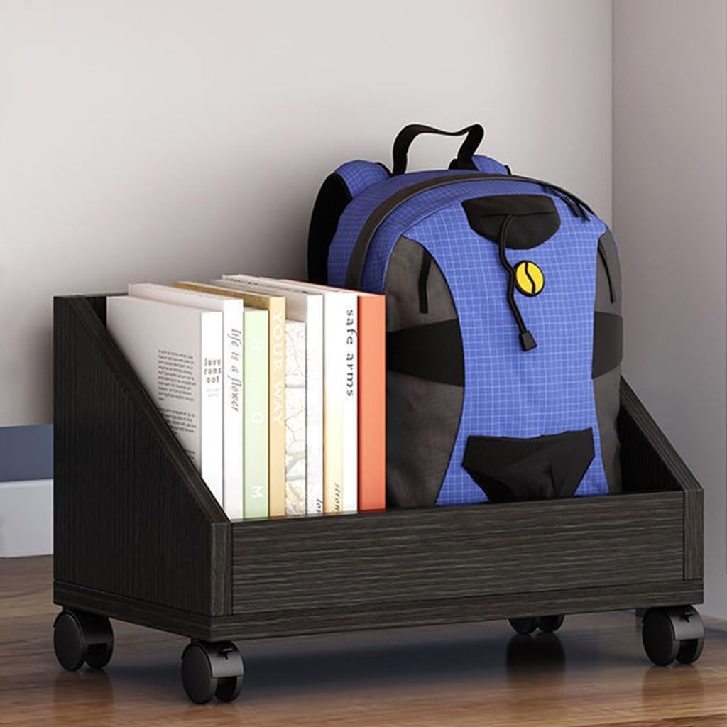 UniShop Bookshelf 1 Layer Storage Rack with Wheels Storage Cabinet Under The Table Filing Cabinet (Brown, 9.44" L x 15.7" W x 9.44” H)-image-10