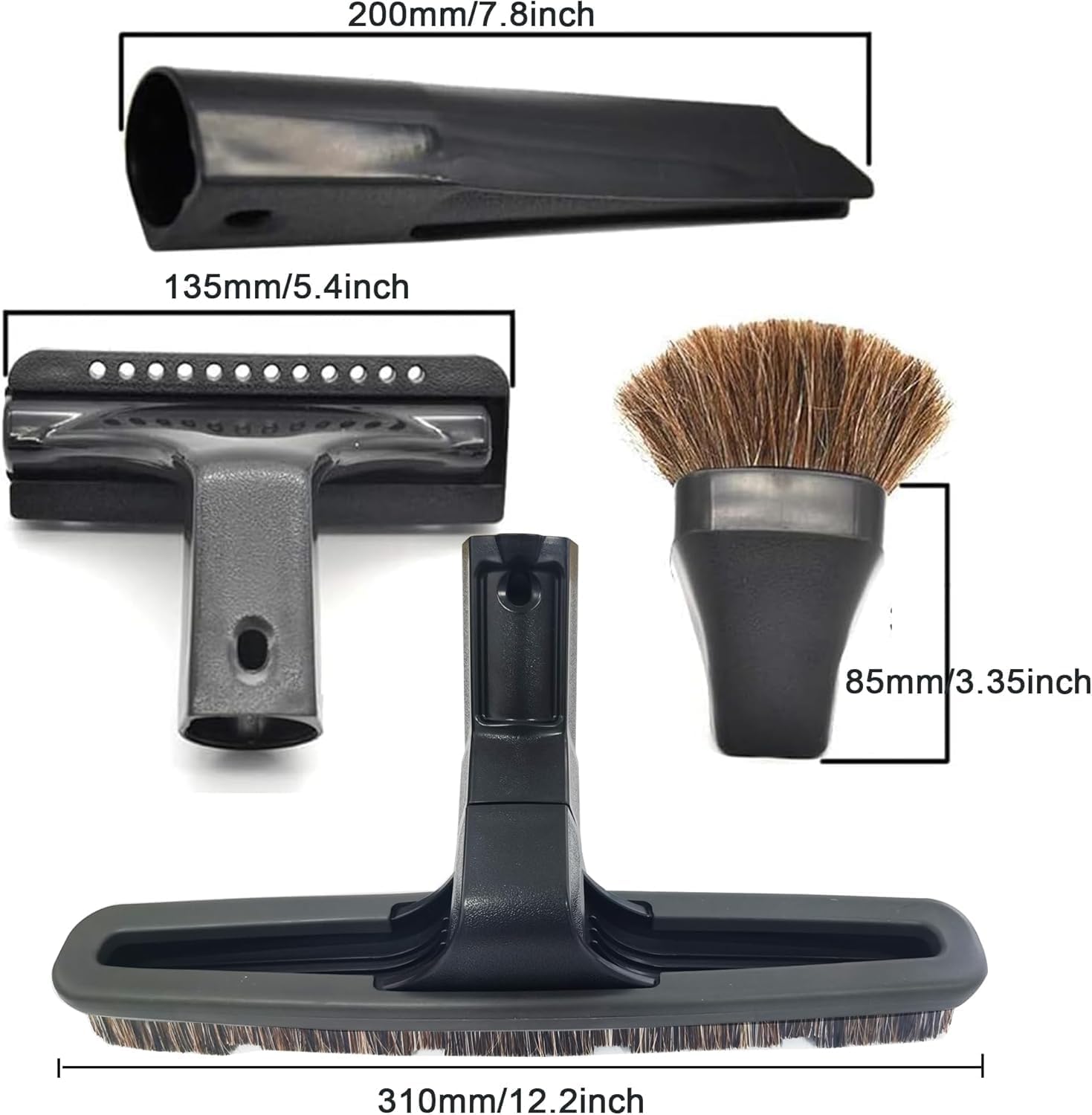 4Pcs Vacuum Attachments for Rainbow Cleaner - Horsehair Brush, Dusting Floor Brush, Crevice Tool & Cleaning Wand Accessories image 2
