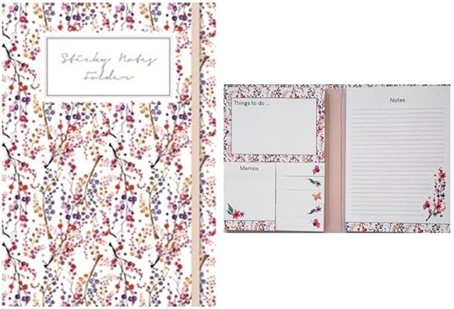 Decorative Sticky Note Pad Set - Very Berry Design - 7 Different Sizes with a Lined pad, Ideal for Reminders and Notepad