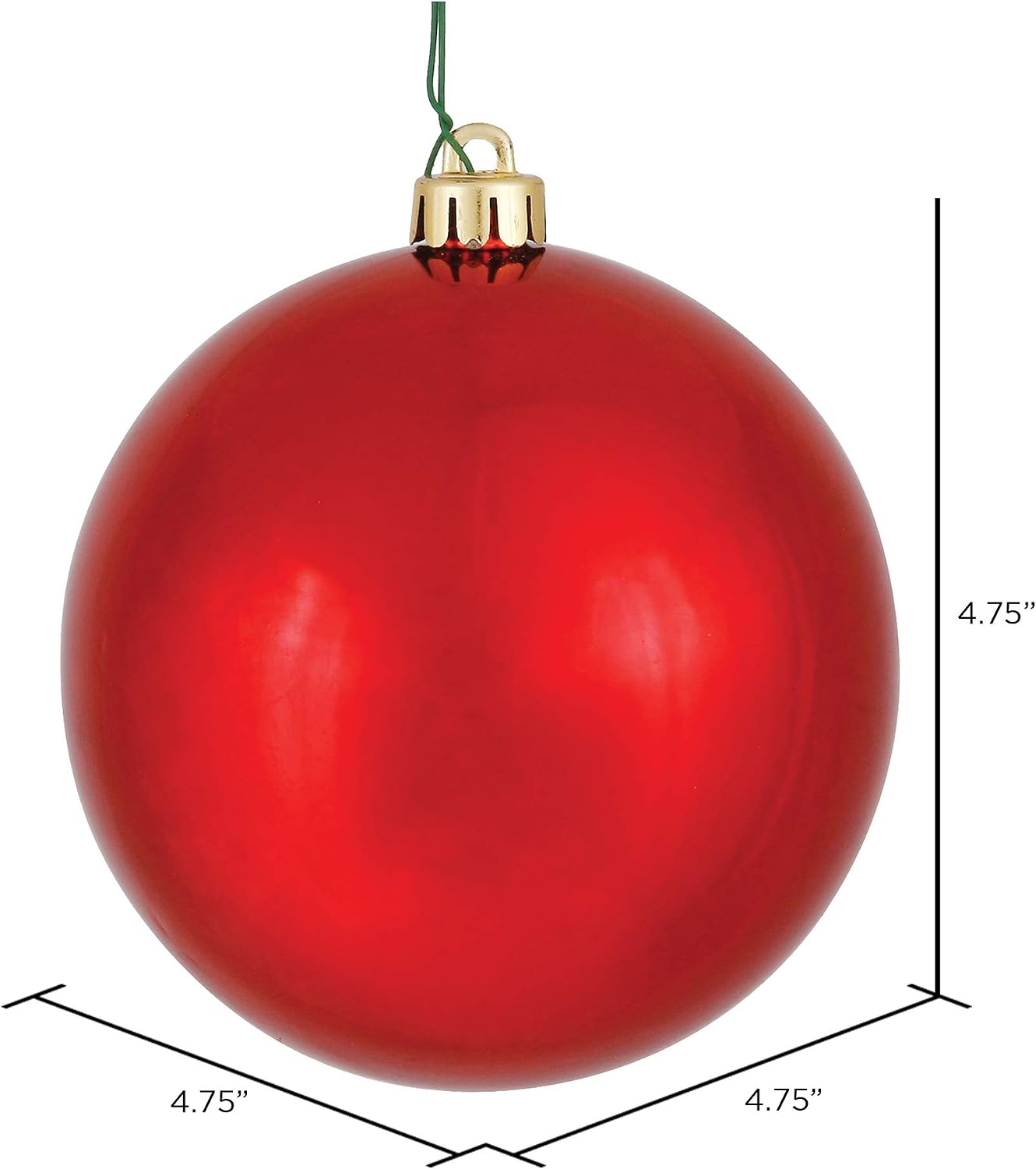 Vickerman 4.75" Red Shiny Ball Ornament, 4 per Bag