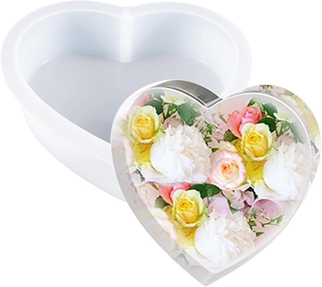 Cayway Large Resin Silicone Mould Heart Shape Silicone Mold Epoxy Resin Crystals Silicone Moulds for Flowers Preservation, Resin Casting, DIY Wedding, Home Decoration