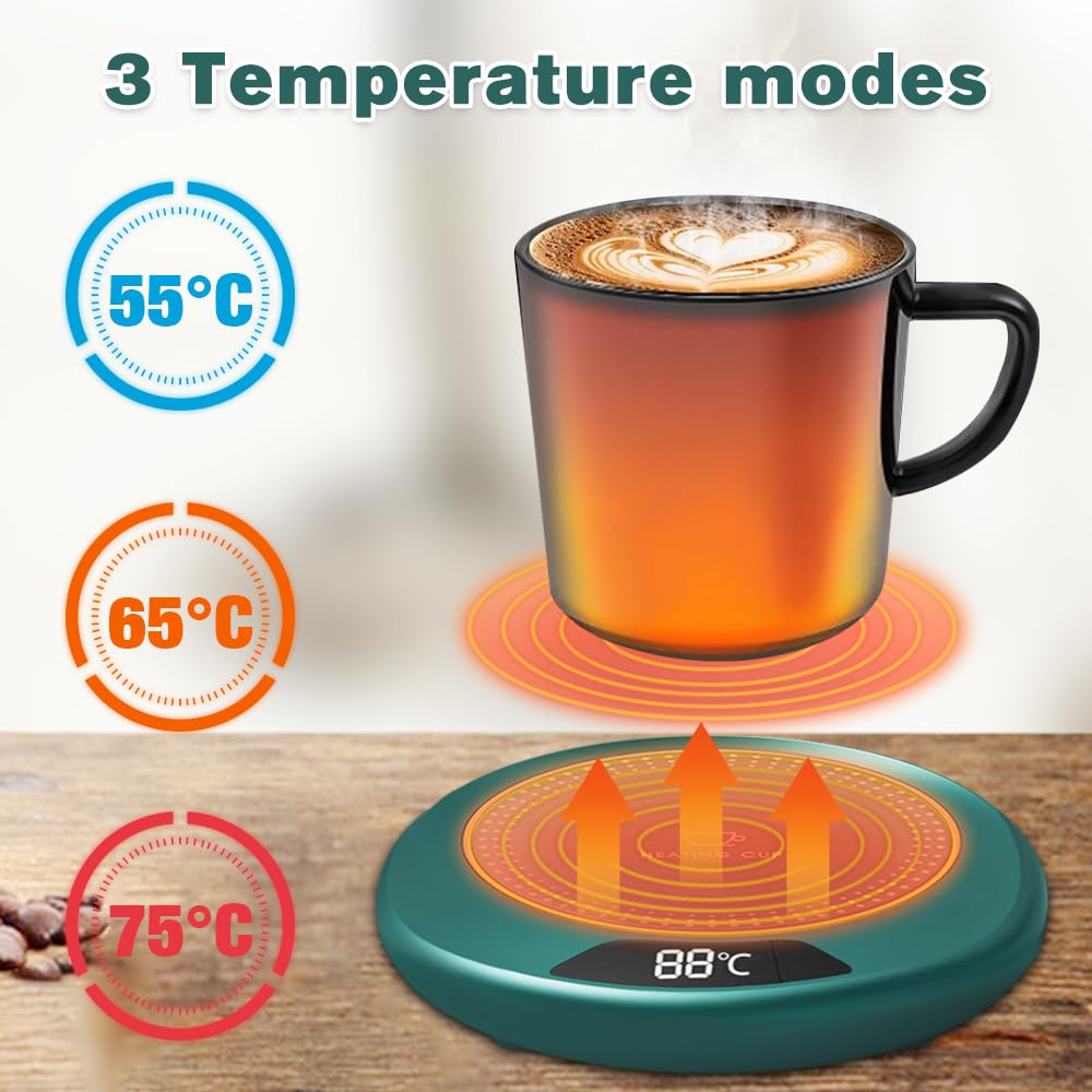 Scalda Tazza, Scalda Bevande Elettrico con 3 Livelli di Temperatura, Scaldatazze Caffè con Spegnimento Automatico, Scaldatazza per Caffè Latte Tè Bevande, per Uso Domestico e Ufficio