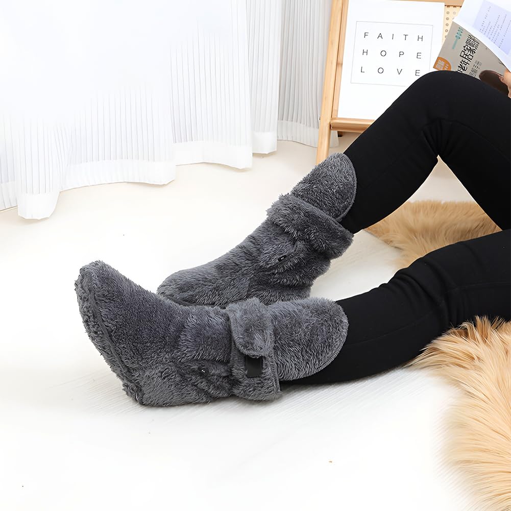 Thermal Fleece Plaster Stocking Fluffy Plush Foot Cast Sock Plaster Foot Cover Adjustable Foot Warmer Cast Protector Elderly Faux Fur Indoor Floor Slippers Socks for Fracture Surgical Recovery - Image 4