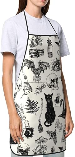 Miniatura 4 de Delantales para mujeres y hombres, delantales de chef con bolsillos para decoración de cocina, barbacoa, cocción, hornear a la parrilla
