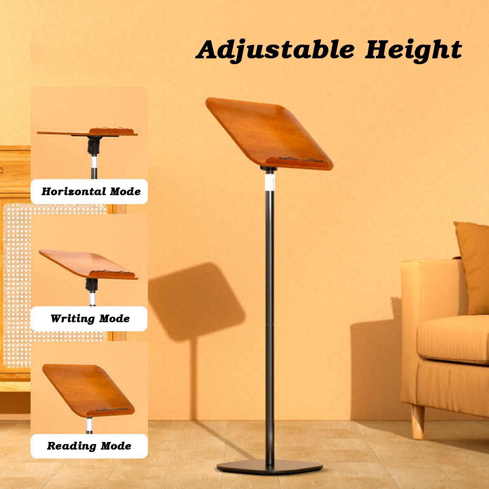 Leggio da Terra con fermapagine, Supporto per Libri da Comodino/Divano, Altezza Regolabile da 50 a 170 cm, per tavolette di spartiti Musicali (Bianco, 50-100 cm)