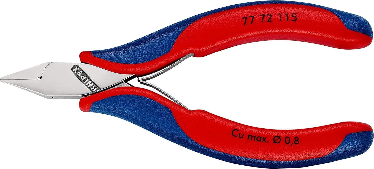 KNIPEX Elektronik-Seitenschneider mit durchgestecktem Gelenk mit Mehrkomponenten-Hüllen 115 mm, 77 72 115