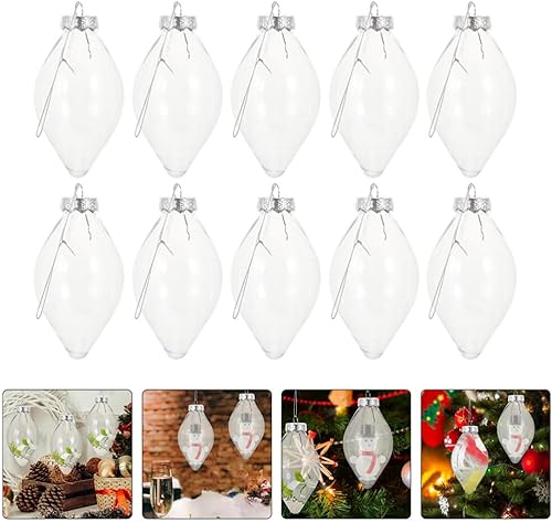 Miniatura 9 de ABOOFAN 24 bombillas rellenables de Navidad de plástico transparente, bombillas vacías con cuerda plateada colgante de botella de caramelo para