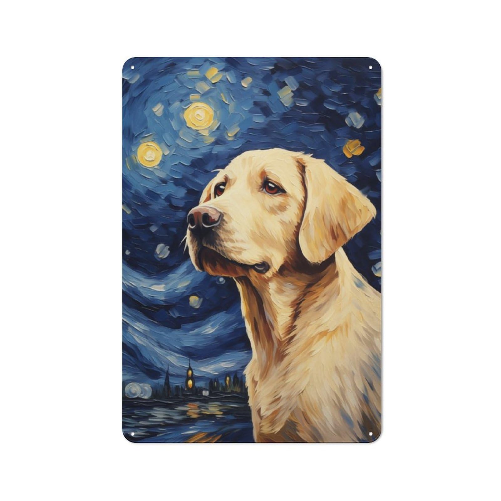 Junmoney Yellow Labrador Vintage Metal Plaque 30X20cm Featuring For Garage Wall, For People Furnishing A Garage