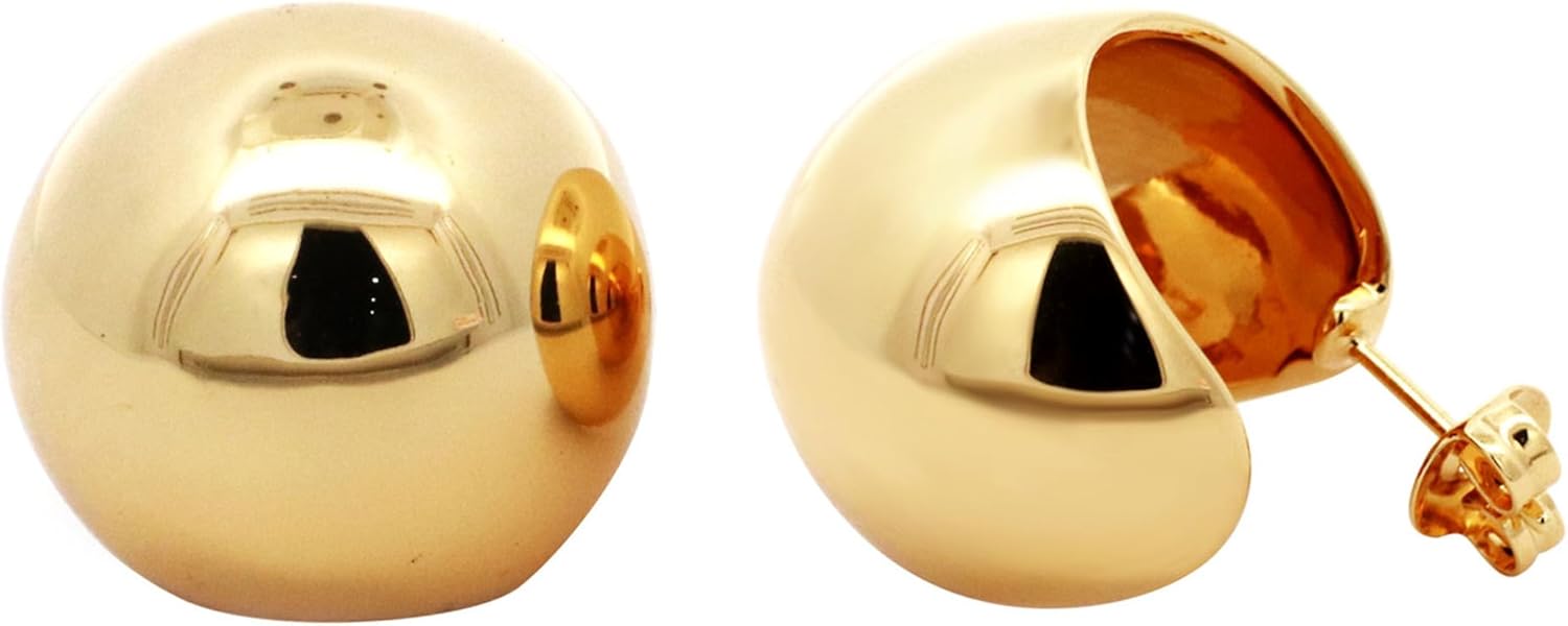 14K Gold Stud Earrings for Women, 0.075μm Thick, Hypoallergenic, Waterproof
