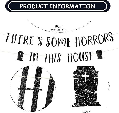 Miniatura 2 de Hay algunos horrores en esta casa, pancartas temáticas de terror con destello negro, pancartas de Halloween, carteles temáticos de lápida,
