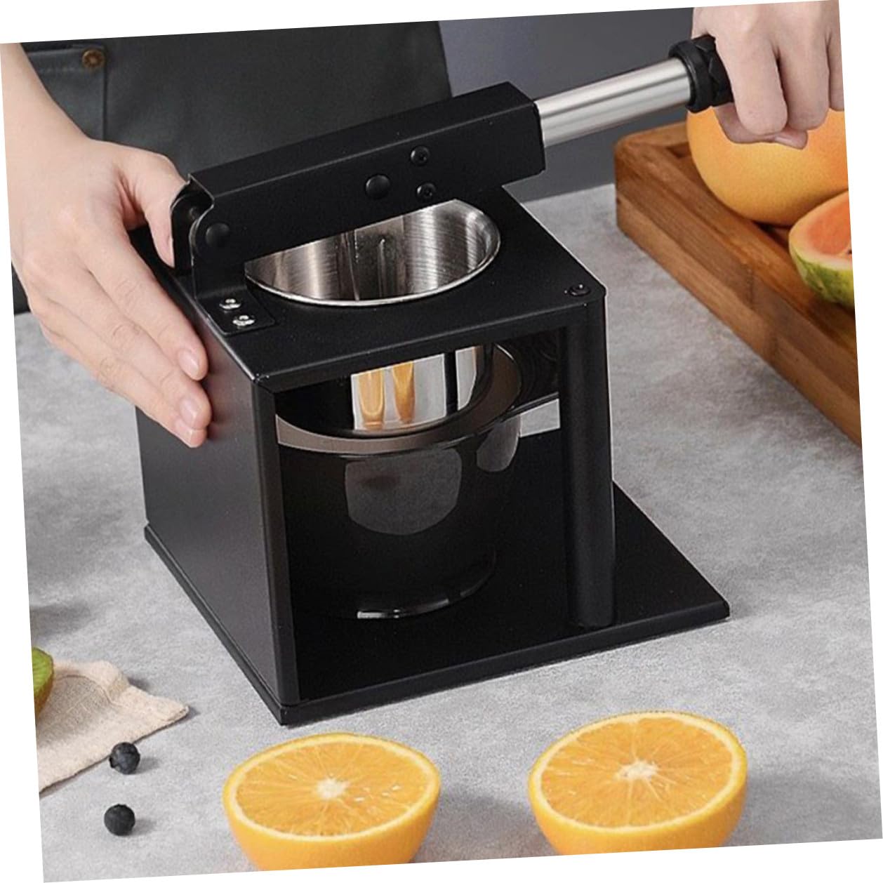 Veemoon Exprimidor Manual de Jugo de Naranja y Frutas, Prensa Compacta de Acero Inoxidable, Resistente y Multifuncional, para Uso Doméstico y Extracción de Zumos Frescos