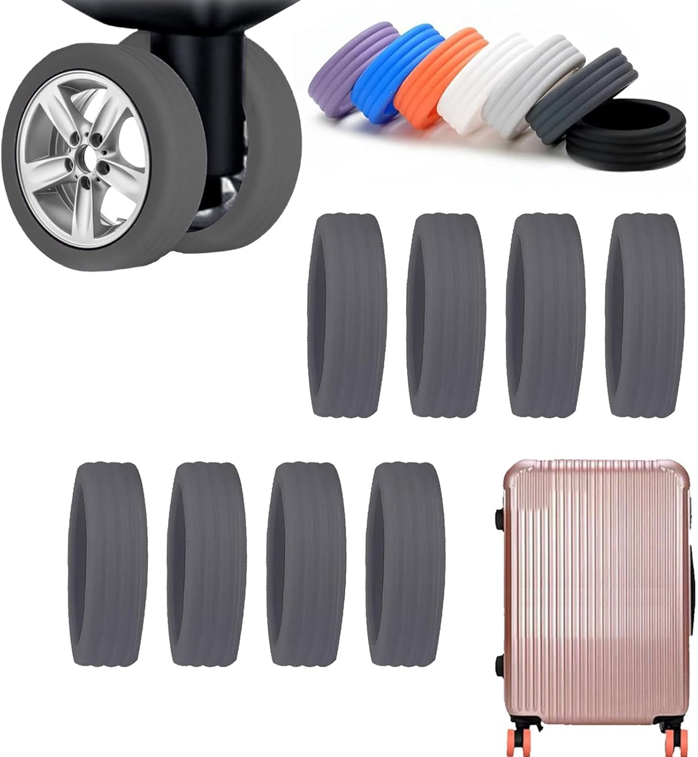 8 Pcs Luggage Compartment Wheel Protection Cover Luggage Wheels Silent Protection
