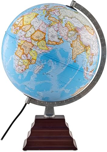 Waypoint Geographic Pacific Plus - Globo iluminado de 12 pulgadas, globo de mundo de estilo océano azul, globo iluminado actualizado para decoración