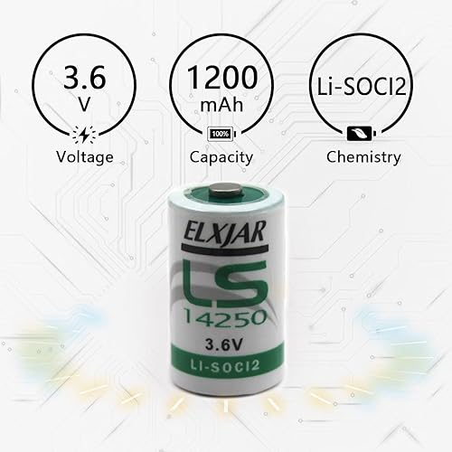 Miniatura 4 de Paquete de 2 baterías de litio de 3.6 V 1200 mAh LS14250 1/2AA de repuesto para SAFT LS14250 LS14250BA LS3 LS3BA ER14250 TL-5101 TL-5151 medidor de