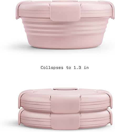 Miniatura 2 de STOJO Juego de 3 cuencos plegables  Rosa clavel, 36 onzas  Tazón de silicona reutilizable para alimentos fríos y calientes  Perfecto para viajes,