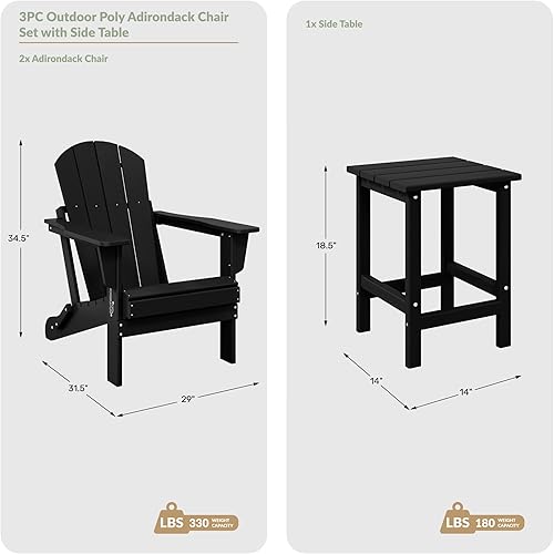Miniatura 9 de WestinTrends Malibu - Juego de 2 sillas Adirondack con mesa auxiliar, asientos al aire libre para todo tipo de clima, silla plegable de plástico