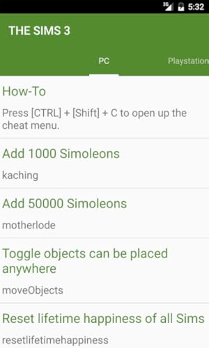 Cheats for The Sims