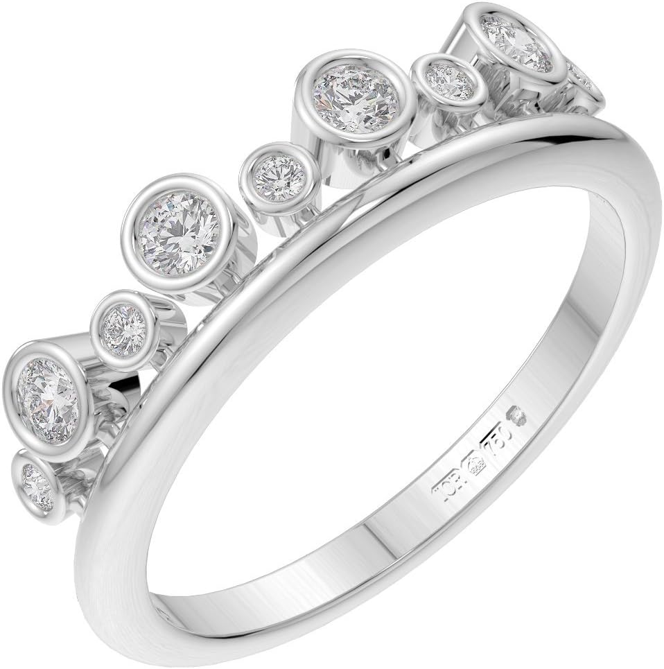 Fine Diamonds R us 0.25 carat Round Brilliant Cut Diamond Half Eternity Wedding Ring in Gold and Platinum|Luxury Deluxe Collection for Gift