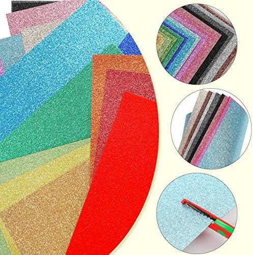 VGOODALL A4 Glitter Craft Paper, 10 Assorted Colors 20 Sheets Sparkle Cardstock Papers 250gsm Shiny Glitter Cards for Cricut Maker for DIY Crafts Gift Wrapping Scrapbook Decorations