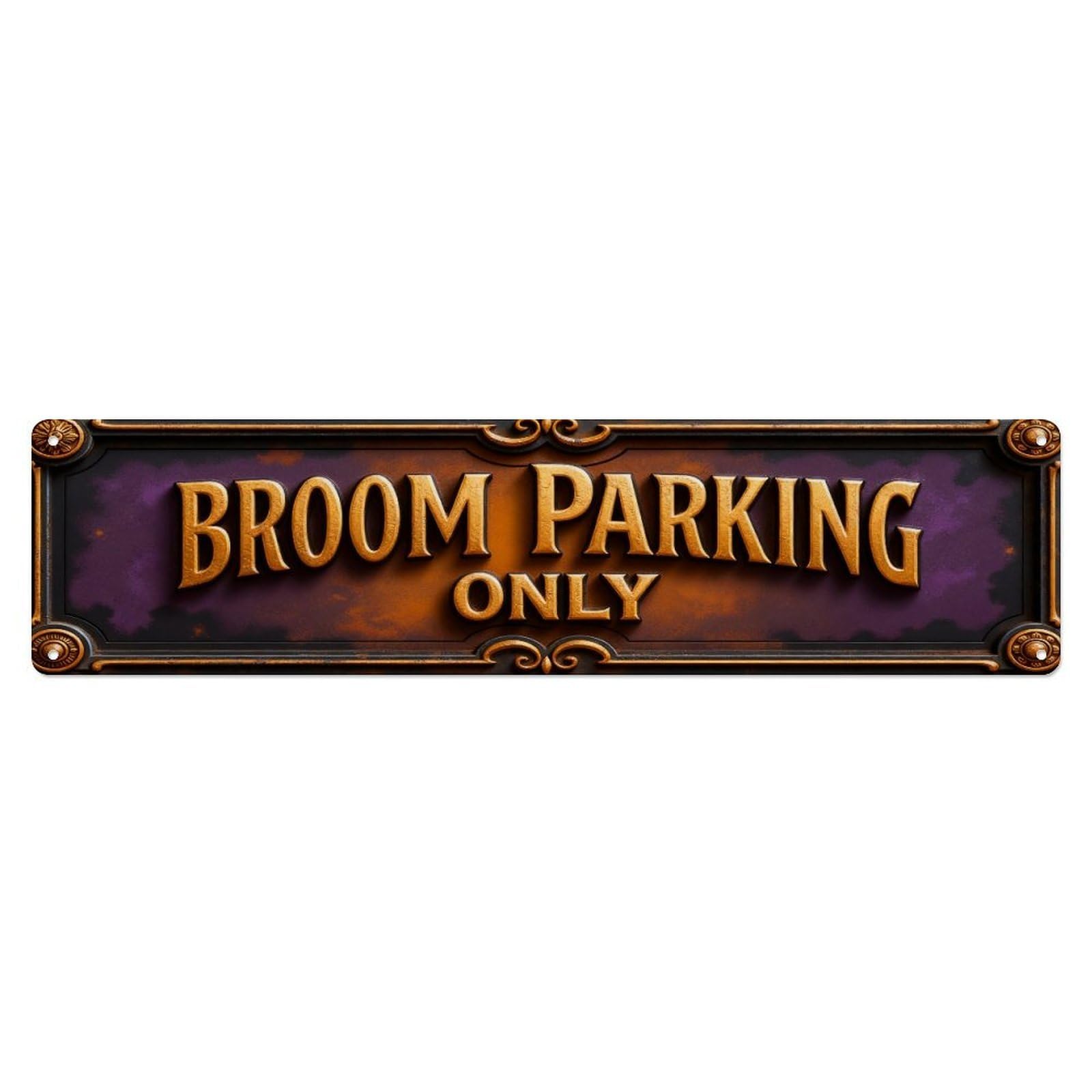 Broom Parking Only Sign Pattern Metal Tin Sign Plaque