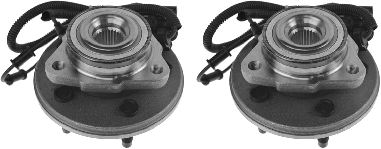 TRQ 2 Piece Front Wheel Bearing & Hub Assembly Set Compatible with 2002-2005 Ford Explorer 2003-2005 Lincoln Aviator Mercury Mountaineer
