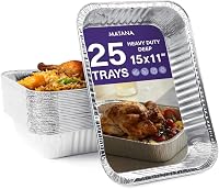 MATANA 25 db XL alumínium tepsi 37 x 27 cm, 7 cm mély, 5000 ml, grillsütő és sütő tál, egymásra rakható 1