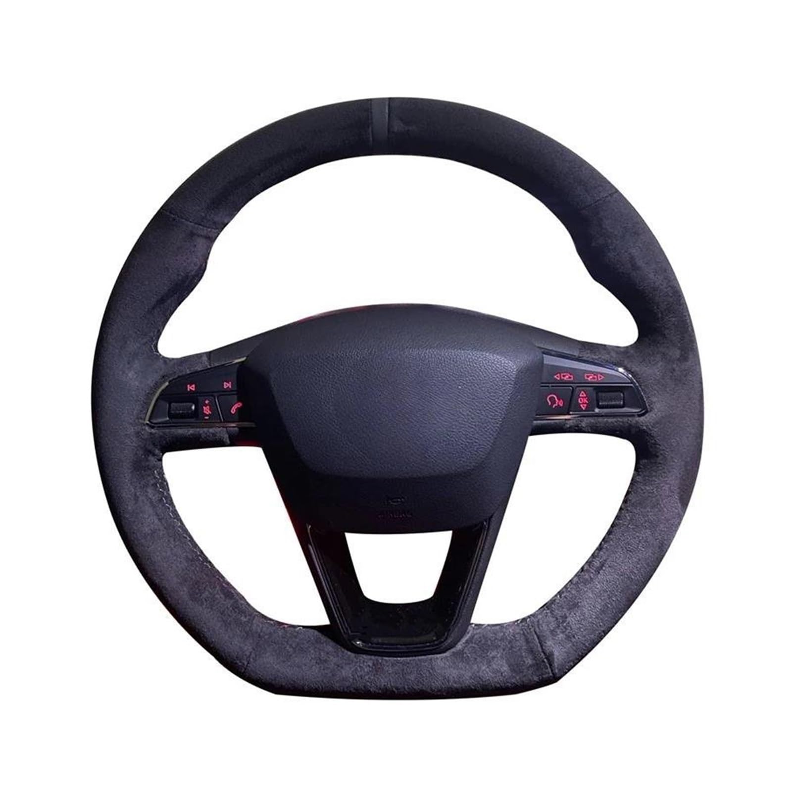 Cubre Volante Funda Para Seat Para Leon Para C&upra Para ST Para Ateca Para C&upra Para Ateca Para FR Para C&upra R Funda Para Volante Coche Antideslizante Trenza Gamuza Negra Protectora Para Volante(