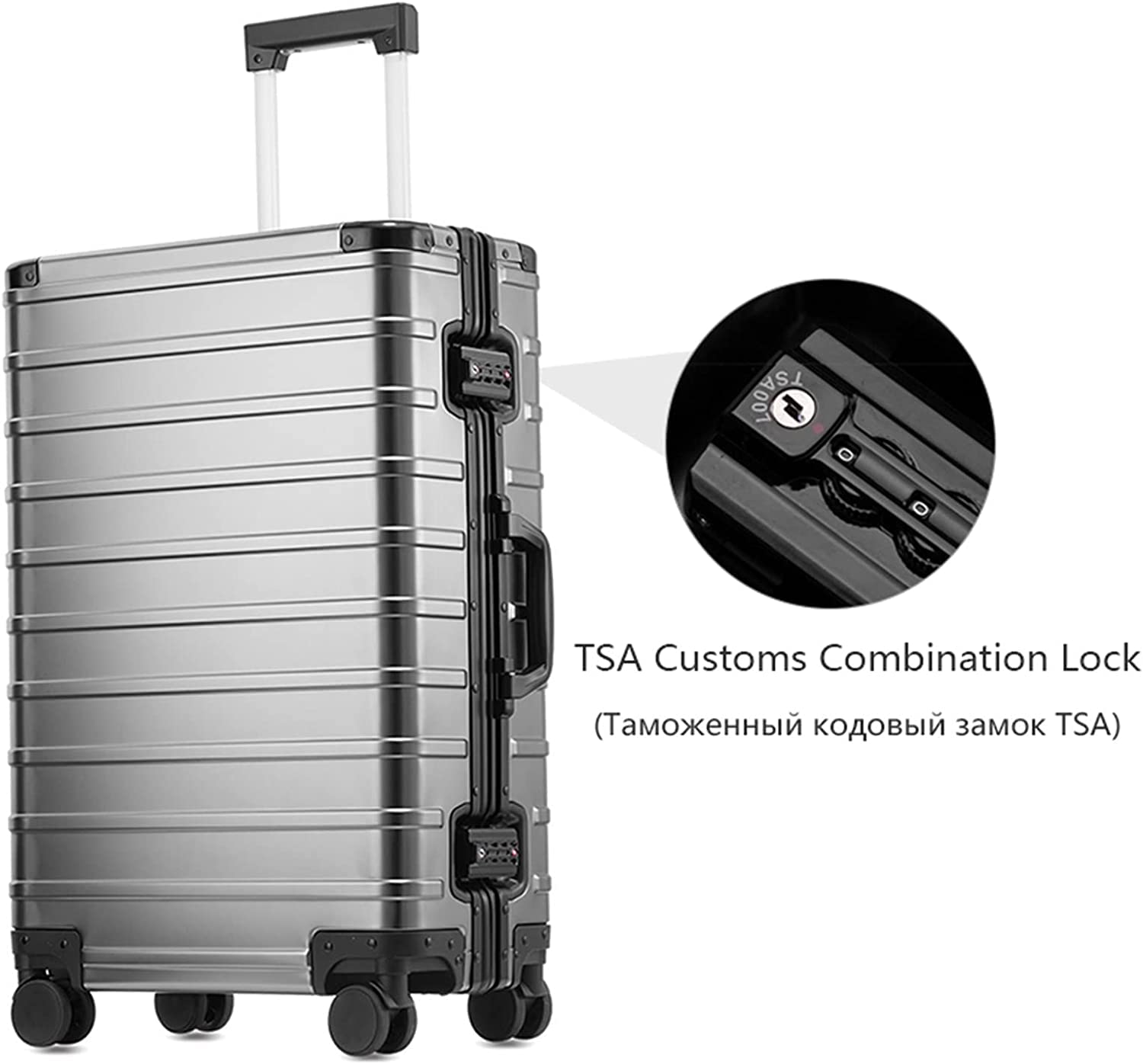 Equipaje rígido de Lujo Ligero Fuerte con Ruedas, Carrito de aleación de Aluminio y magnesio, Maleta con Ruedas para Viajar Resistente