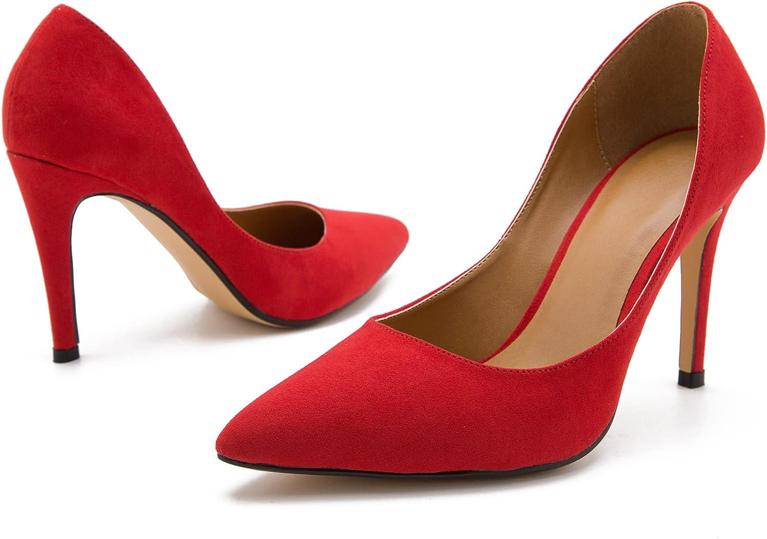 fereshte Women's Men's Pointed Toe High Heel Pumps, Slip On, 3.94 Inch Stiletto Heel