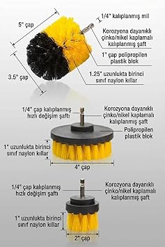 Cleaning Brush Set Attached to Drill Bit