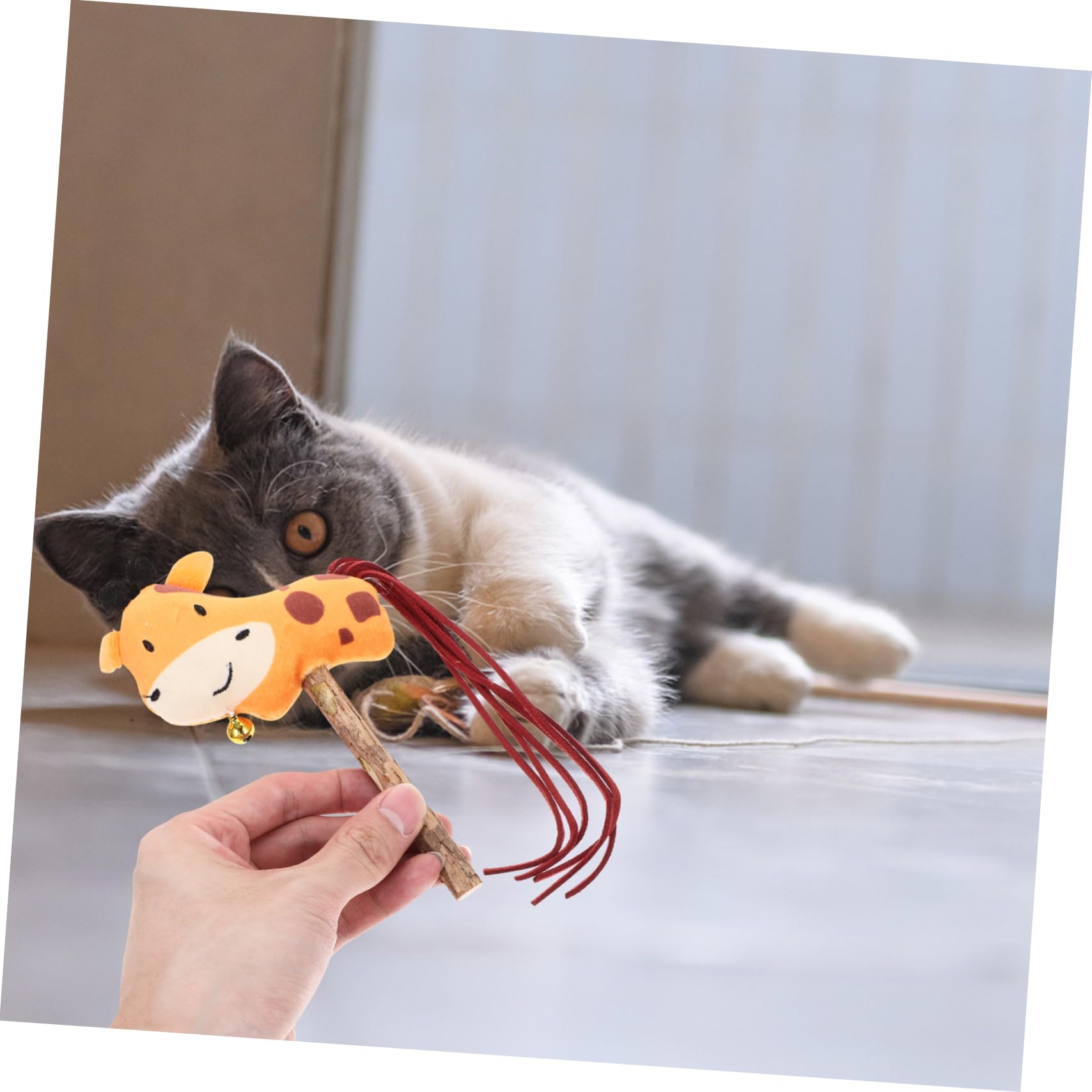 Cat Teaser Stick - Juguete interactivo para masticar hierba gatera para jugar y hacer ejercicio