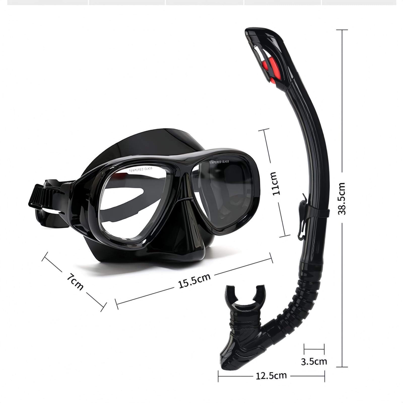 Juego de esnórquel con tubo y gafas de buceo, seco para buceo y snorkeling, cristal templado unisex