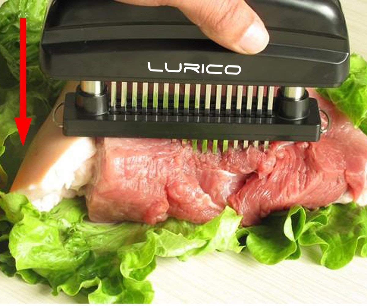 LURICO Batticarne Acciaio Inox, Batticarne 48 Lame in Acciaio Inossidabile Ultra Affilate, Inteneritrice per Carne per Bistecca Manzo Pollo Maiale Rimovibile per la Pulizia, Lavabile in Lavastoviglie