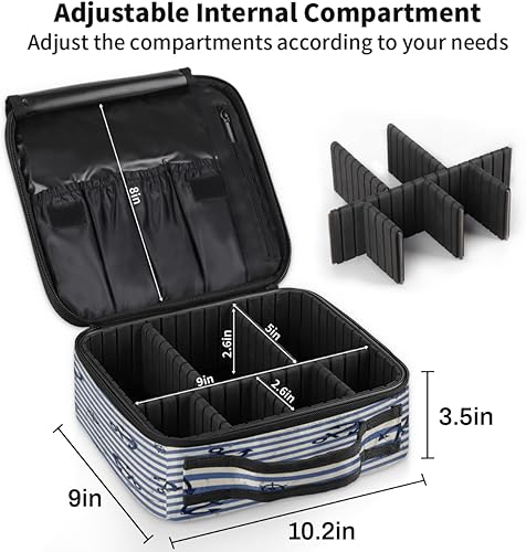 Miniatura 3 de KOBLEN Bolsa de maquillaje de viaje para mujer, grande, cuadrada, portátil, profesional, de tren de coqueta, estuche de cosméticos con asa de