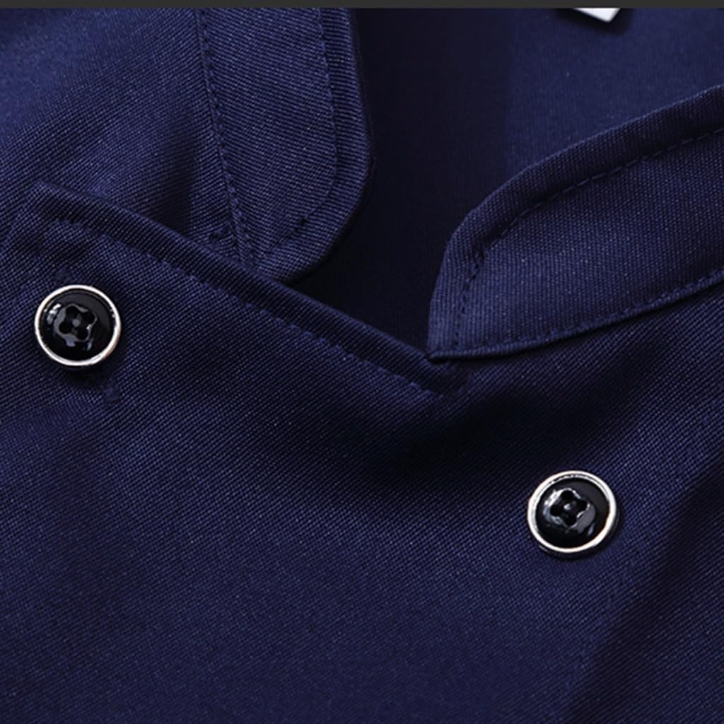 Unisex Chef Coat Jacket Double-Breasted Lightweight Chef Jacket Short Sleeve Kitchen Service Uniform Workwear