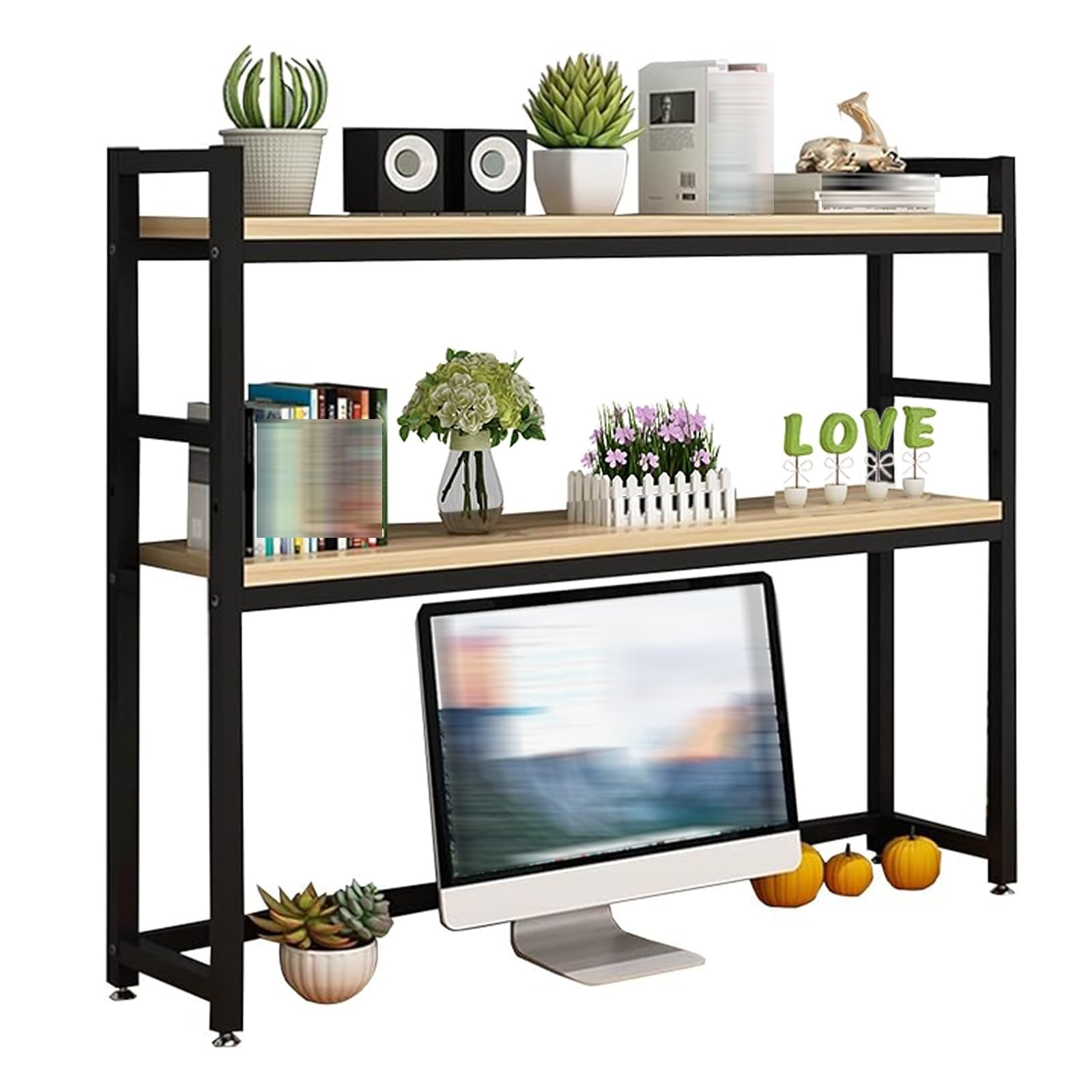 Étagère de bureau réglable à 3 niveaux en métal noir pour petits espaces