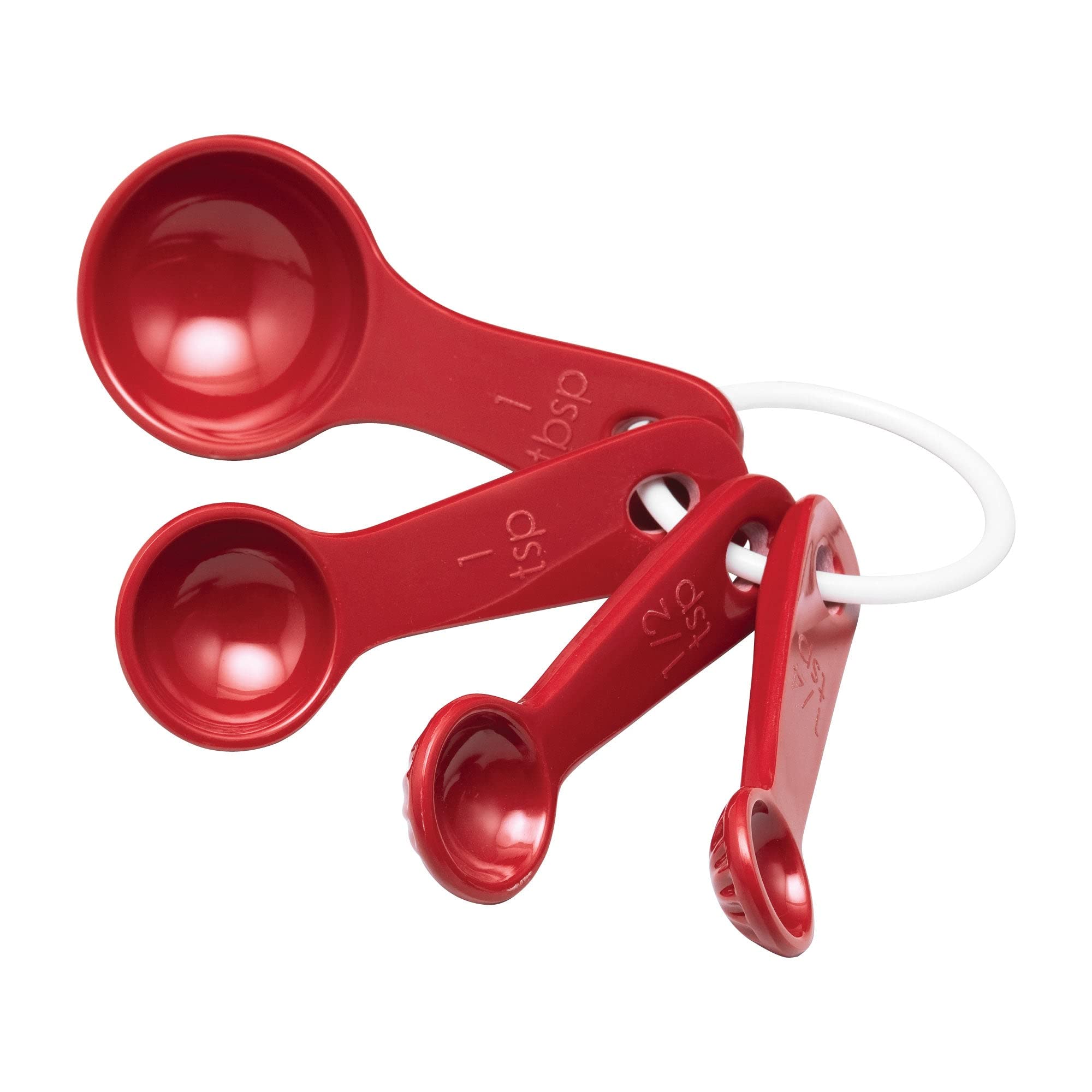 UPware 4-Piece Latte Melamine Multi-Purpose Liquid and Dry Measuring Spoon, Red, Home Essentials Cooking and Baking Tools
