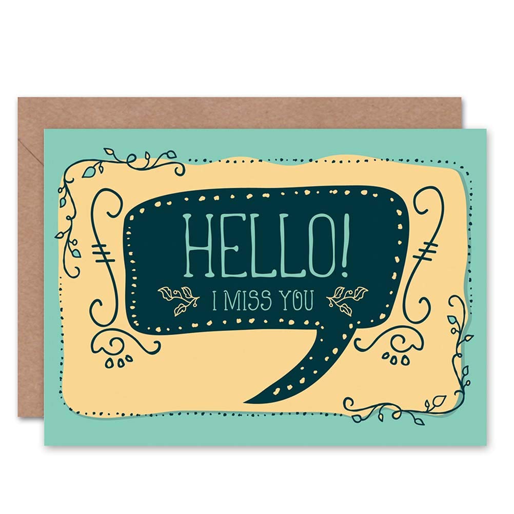 Wee Blue Coo CARD GREETING FRIEND FRIENDSHIP MISS YOU SPEECH BUBBLE