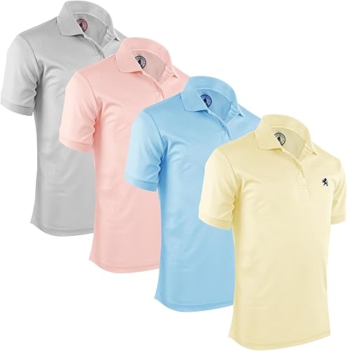 Albert Morris Paquete de 4 camisas polo de manga corta a rayas para hombre