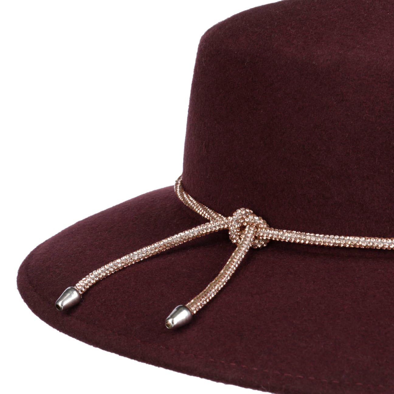 LIERYS Viarella Cappello di Feltro di Lana Tesa Larga con Pietre Prodotto in Italia Donna Autunno Inverno