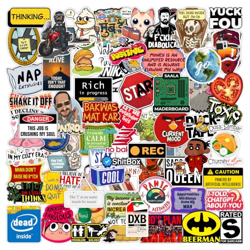 Image of CodersParadise -70 PCS Premium Vinyl Random Stickers Pack for Laptop, Water Bottle, Mobile, Bike, Scrapbook & Journal | Waterproof, Residue Free, Shiny Finish Decals for Kids, Teens & Adults