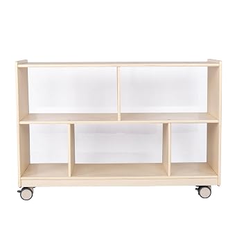 Childrens Factory Mobile 29" H 2-Shelf Storage with Clear Back, Classroom Reading Nook Cubbies, Kids Preschool & Daycare Toy Cubby Shelves, Toddler Playroom Bookshelf, Assembled