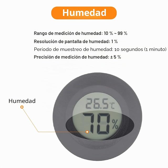 Foto 5 de 8 de Mini termómetro Higrómetro para reptiles electrónica digital LCD Medidor de temperatura de humedad…