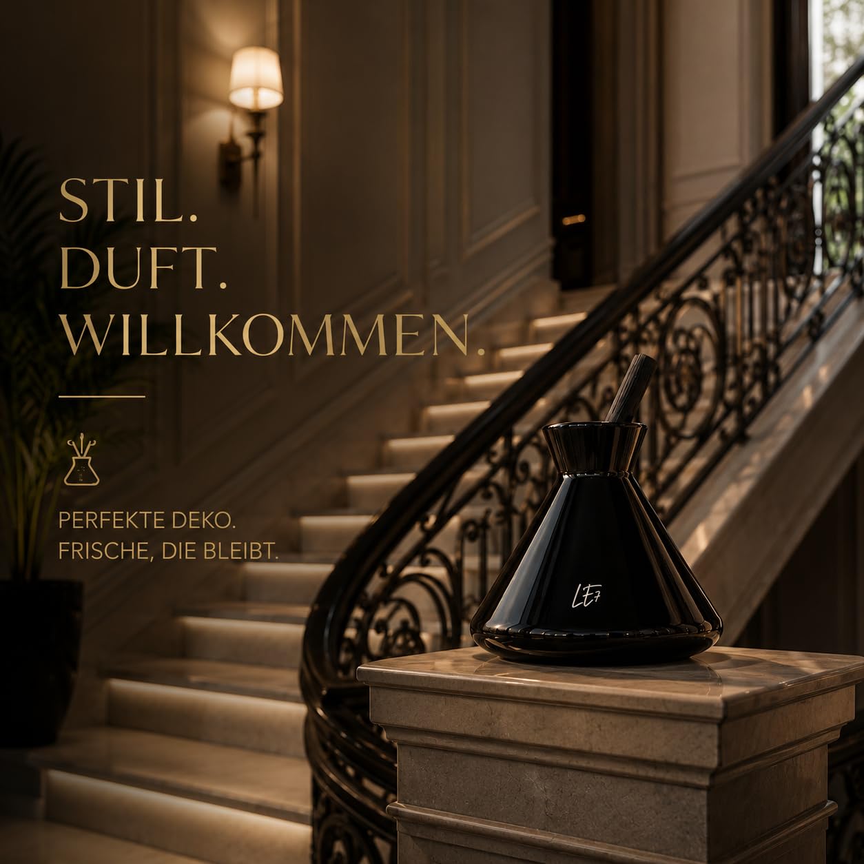 LE7 Reed Diffuser | Luxus Raumduft mit Stäbchen | 150ml Hochwertiges Duftöl & Edle Geschenkverpackung | Eleganter Raumduftspender für Wohnräume, Büro & Badezimmer (Vanille-Tonka)