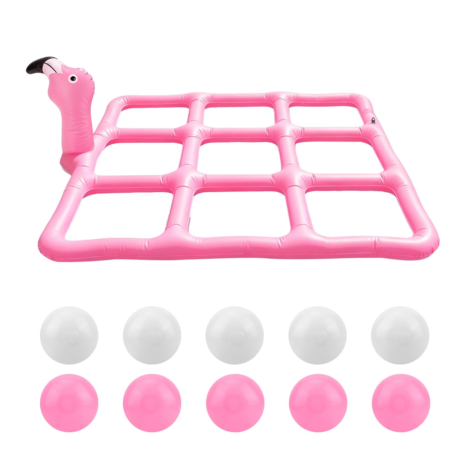 Fukaisu Flamingo Pool Game Set for Adults, Funny Swimming Pool Tic Tac Toe Float with 10 Balls Leak-Proof Inflatable Water Game for Beach Summer Party Lake
