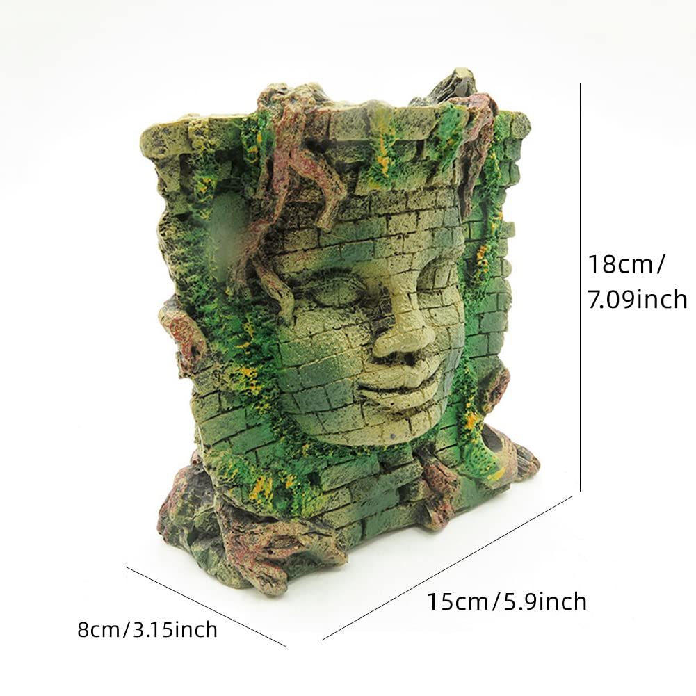 Statua Buddha Per Acquario - Grotta Decorativa In Resina 27.5cm, Nascondiglio Per Pesci E Rettili
