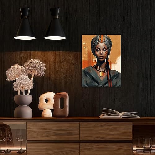 Miniatura 4 de ATELIYISHU Arte de pared afroamericana para dormitorio, retrato de mujer negra con aretes, imagen de retrato de mariposa dorada, impresión en lienzo