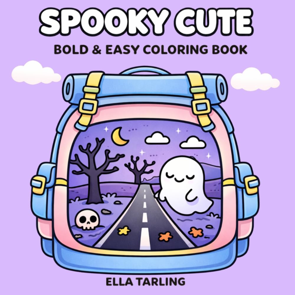 Spooky Cute Halloween Coloring Book for Kids & Adults: Bold & Easy Designs with Cute, Cozy & Fun Halloween Scenes for Relaxation (Cozy Life – Bold & Easy Coloring Book Series)