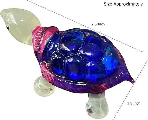 Miniatura 4 de Garden Deco brilla en la oscuridad azul profundo tortuga marina soplado a mano arte escultura de adorno de cristal